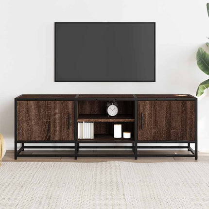 Tv-bänk brun ek 120x35x41 cm konstruerat trä och metall