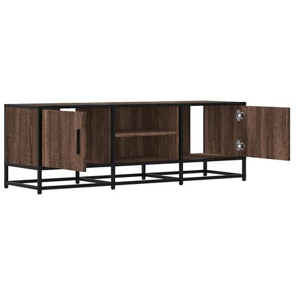 Tv-bänk brun ek 120x35x41 cm konstruerat trä och metall