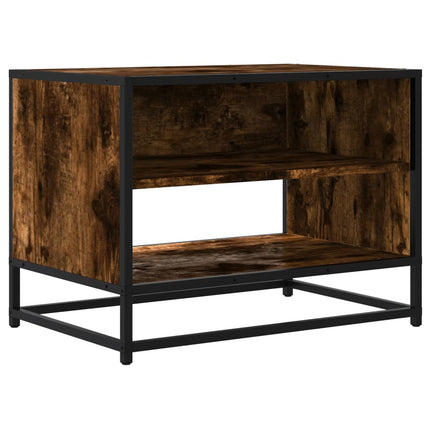 Tv-bänk rökfärgad ek 61x40x46 cm konstruerat trä och metall