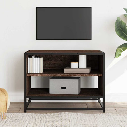Tv-bänk brun ek 61x40x46 cm konstruerat trä och metall