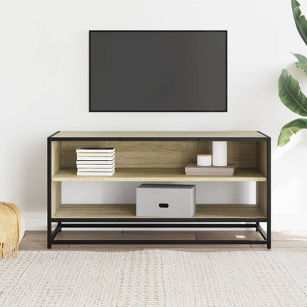 Tv-bänk sonoma-ek 91x40x46 cm konstruerat trä och metall