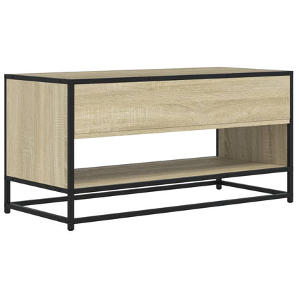 Tv-bänk sonoma-ek 91x40x46 cm konstruerat trä och metall
