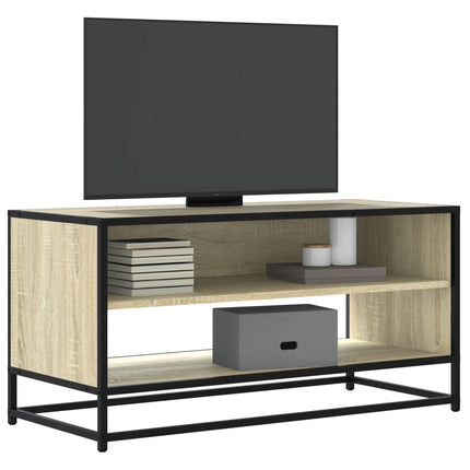 Tv-bänk sonoma-ek 91x40x46 cm konstruerat trä och metall