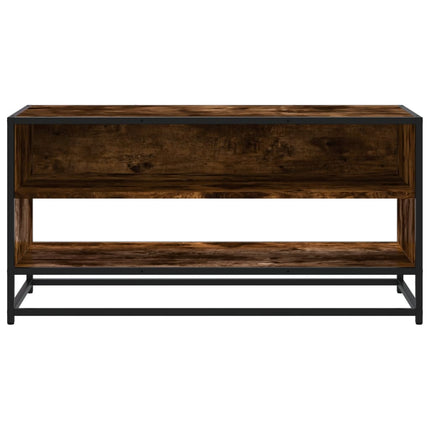 Tv-bänk rökfärgad ek 91x40x46 cm konstruerat trä och metall