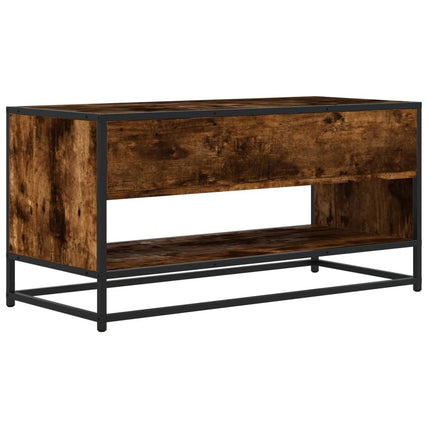 Tv-bänk rökfärgad ek 91x40x46 cm konstruerat trä och metall
