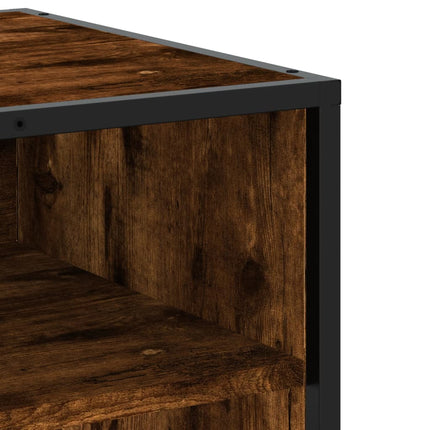 Tv-bänk rökfärgad ek 91x40x46 cm konstruerat trä och metall
