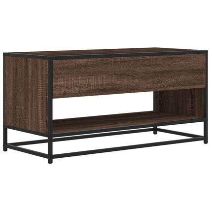 Tv-bänk brun ek 91x40x46 cm konstruerat trä och metall