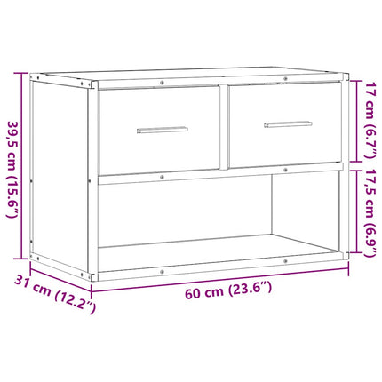 Tv-bänk svart 60x31x39,5 cm konstruerat trä och metall