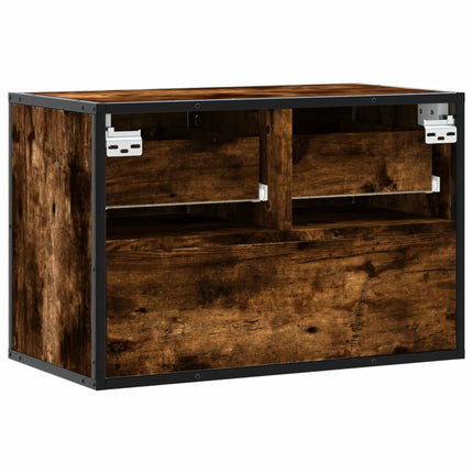Tv-bänk rökfärgad ek 60x31x39,5 cm trä och metall