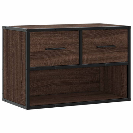 Tv-bänk brun ek 60x31x39,5 cm konstruerat trä och metall