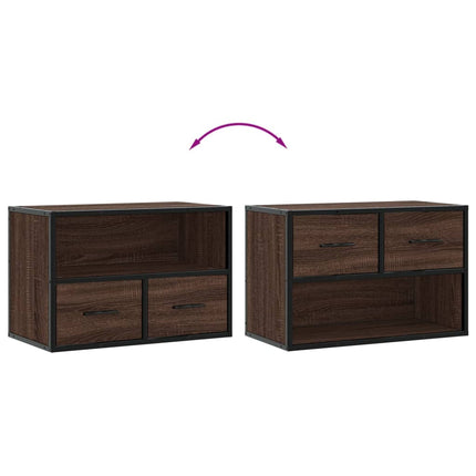 Tv-bänk brun ek 60x31x39,5 cm konstruerat trä och metall