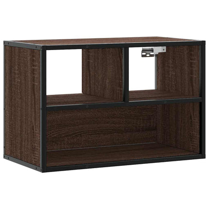 Tv-bänk brun ek 60x31x39,5 cm konstruerat trä och metall