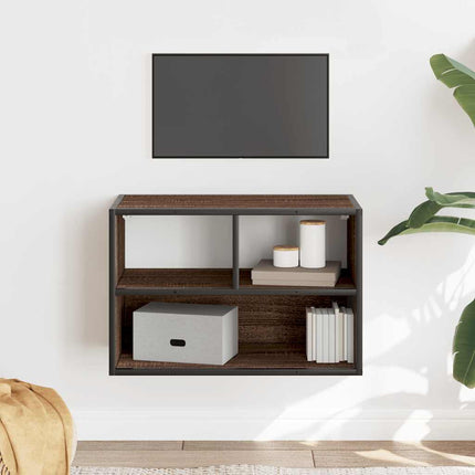 Tv-bänk brun ek 60x31x39,5 cm konstruerat trä och metall