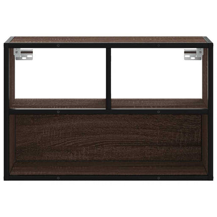 Tv-bänk brun ek 60x31x39,5 cm konstruerat trä och metall