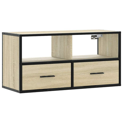 Tv-bänk sonoma-ek 80x31x39,5 cm konstruerat trä och metall