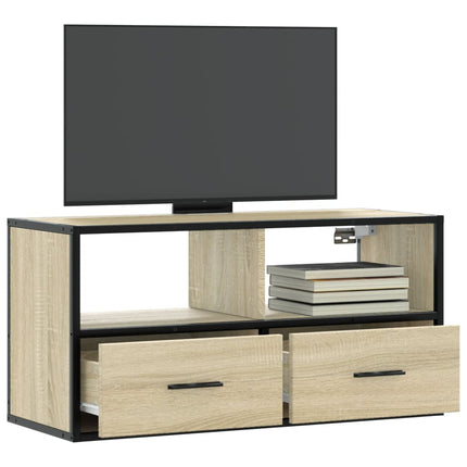 Tv-bänk sonoma-ek 80x31x39,5 cm konstruerat trä och metall