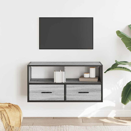 Tv-bänk grå sonoma 80x31x39,5 cm konstruerat trä och metall