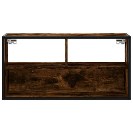 Tv-bänk rökfärgad ek 80x31x39,5 cm konstruerat trä och metall