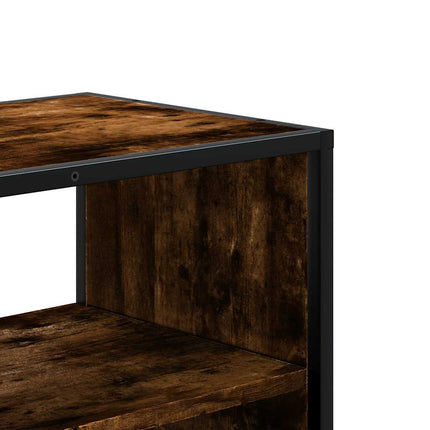 Tv-bänk rökfärgad ek 80x31x39,5 cm konstruerat trä och metall