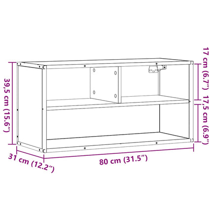 Tv-bänk grå sonoma 80x31x39,5 cm konstruerat trä och metall