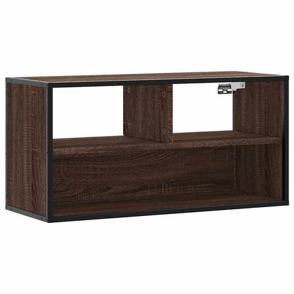 Tv-bänk brun ek 80x31x39,5 cm konstruerat trä och metall
