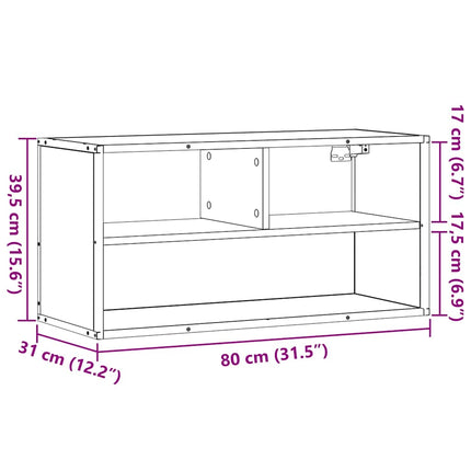 Tv-bänk brun ek 80x31x39,5 cm konstruerat trä och metall