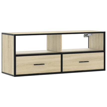 Tv-bänk sonoma-ek 100x31x39,5 cm konstruerat trä och metall