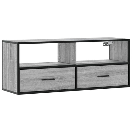 Tv-bänk grå sonoma 100x31x39,5 cm konstruerat trä och metall