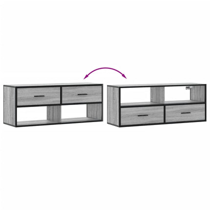 Tv-bänk grå sonoma 100x31x39,5 cm konstruerat trä och metall