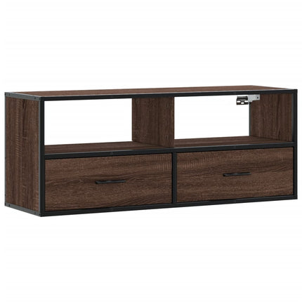 Tv-bänk brun ek 100x31x39,5 cm konstruerat trä och metall