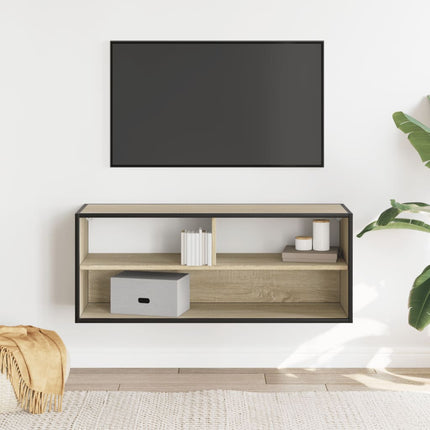 Tv-bänk sonoma-ek 100x31x39,5 cm konstruerat trä och metall