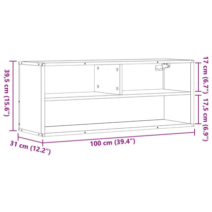 Tv-bänk rökfärgad ek 100x31x39,5 cm konstruerat trä och metall