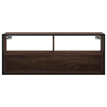 Tv-bänk brun ek 100x31x39,5 cm konstruerat trä och metall