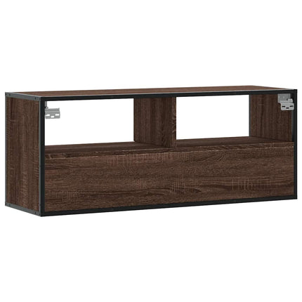 Tv-bänk brun ek 100x31x39,5 cm konstruerat trä och metall