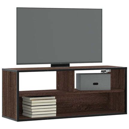 Tv-bänk brun ek 100x31x39,5 cm konstruerat trä och metall