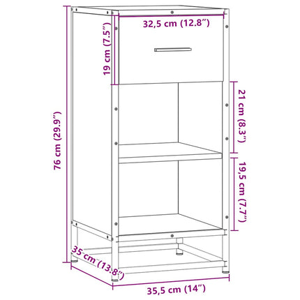 Skänk rökfärgad ek 35,5x35x76 cm konstruerat trä och metall