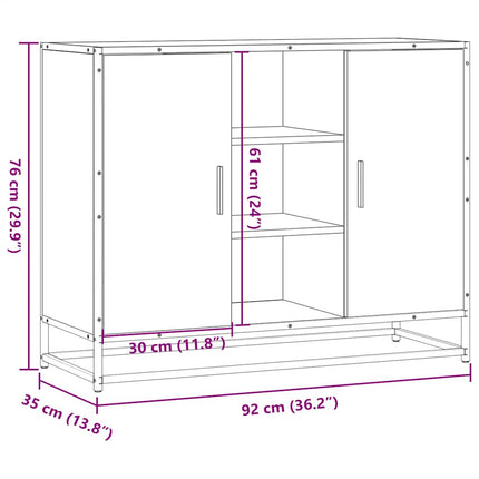 Skänk rökfärgad ek 92x35x76 cm konstruerat trä