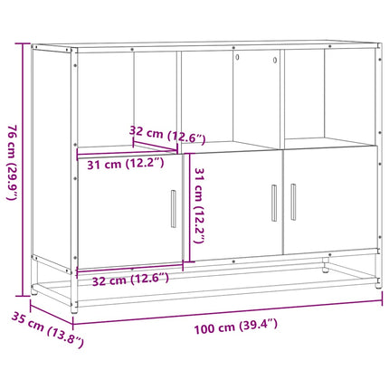 Skänk svart 100x35x76 cm konstruerat trä