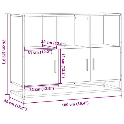 Skänk sonoma-ek 100x35x76 cm konstruerat trä