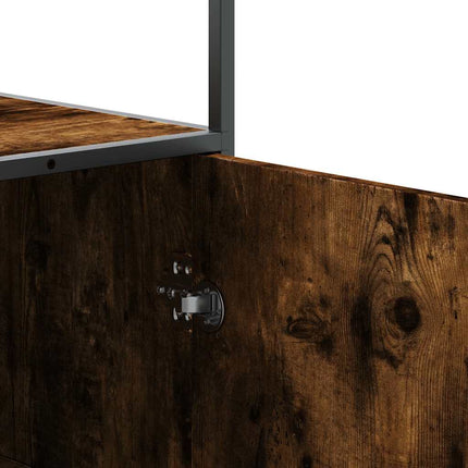 Högskåp rökfärgad ek 68x35x139 cm konstruerat trä och metall