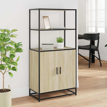 Högskåp sonoma-ek 68x35x139 cm konstruerat trä och metall