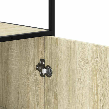 Högskåp sonoma-ek 68x35x139 cm konstruerat trä och metall