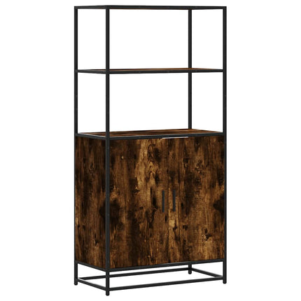 Högskåp rökfärgad ek 68x35x139 cm konstruerat trä och metall