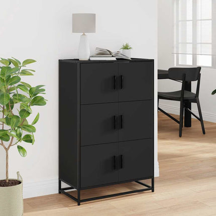 Högskåp svart 68x35x106,5 cm konstruerat trä och metall