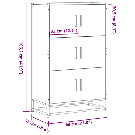 Högskåp svart 68x35x106,5 cm konstruerat trä och metall