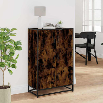 Högskåp rökfärgad ek 68x35x106,5 cm konstruerat trä och metall