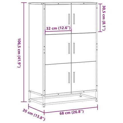 Skåp brun ek 68x35x106,5 cm konstruerat trä och metall