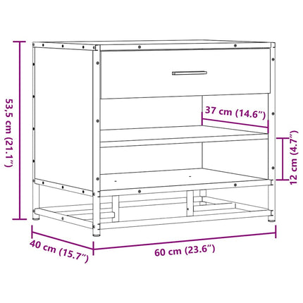 Skobänk svart 60x40x53,5 cm konstruerat trä och metall