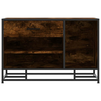 Skobänk rökfärgad ek 80x40x53,5 cm konstruerat trä och metall