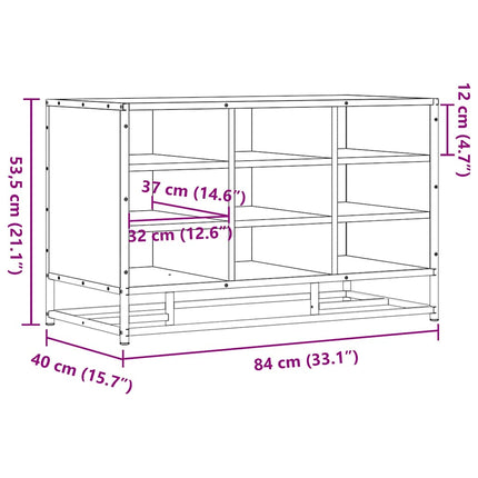 Skobänk sonoma-ek 84x40x53,5 cm konstruerat trä och metall